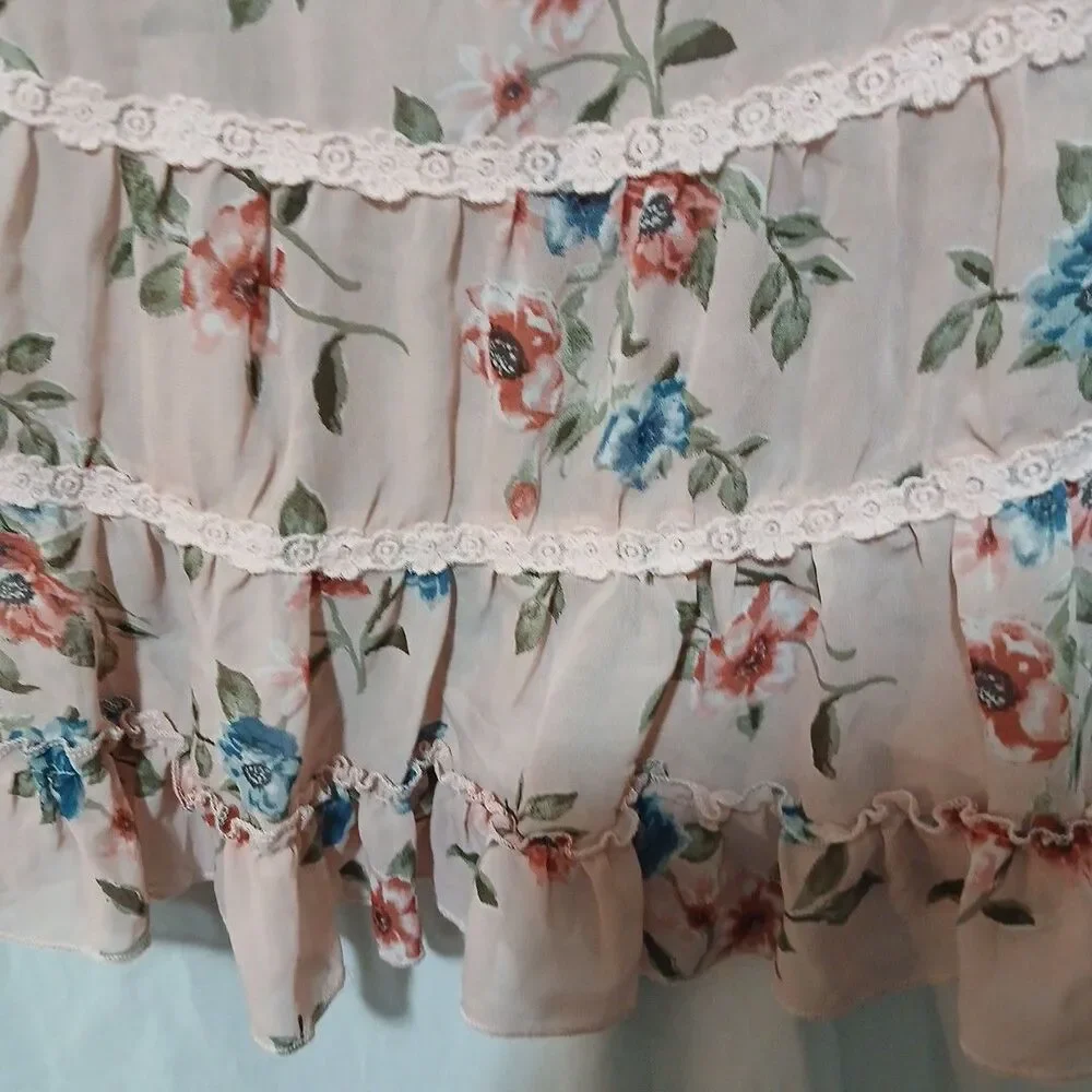 BEAUTEES Girls Pink  Lace Floral Dress Size S